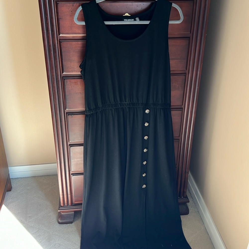 Nina Leonard Black Knit Dress Large